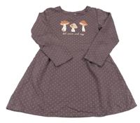 Fialové puntíkaté teplákové šaty s houbičkami Topolino