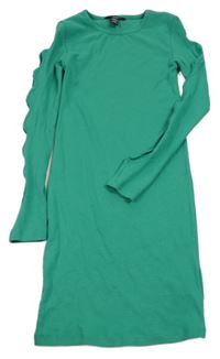 Zelené rebrované šaty s průstřihy na rukávech New Look