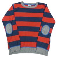 Tmavomodro-červený pruhovaný ľahký sveter F&F