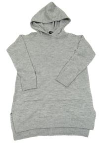 Sivé melírované pletené šaty s kapucňou Page one young