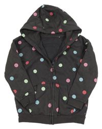 Tmavosivá prepínaci mikina s farebnymi bodky a kapucňou George