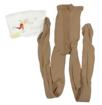 Béžové žebrované punčocháče 