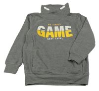 Sivá mikina s nápisom a komínovým golierom Yigga