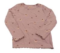 Starorůžové žebrované triko s obrázky Next