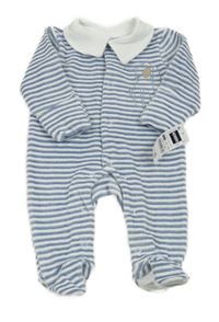 Nové - modro-bílý pruhovaný sametový overal s pejskem dunnes 