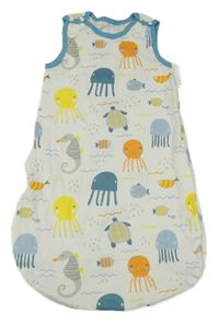 Bílo-barevný spací pytel s podmořským světem 