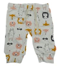 Biele ľahké tepláky so zvieratkami