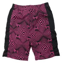 Černo-růžové vzorované sportovní kraťasy 