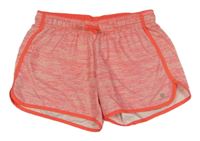 Červeno-ružové melírované športové kraťasy Decathlon