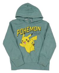 Zelenomodrá mikina s Pikachu a kapucí 