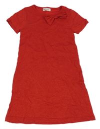 Červené trblietavé pletené šaty s mašlou H&M