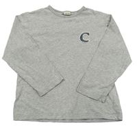 Sivé melírované tričko s písmenem Cherokee
