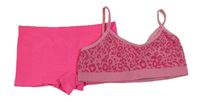 2set - Růžová sportovní lambáda s leopardím vzorem + neonově růžové nohavičkové kalhotky 