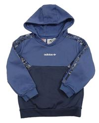 Šedomodro-tmavomodrá mikina s logem a kapucí Adidas
