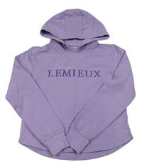 Lila crop mikina s nápisom a kapucňou