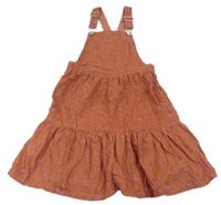 Broskvové květované manšestrové laclové šaty H&M