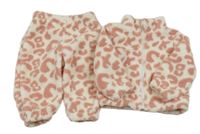 2set - bílo-růžová huňatá propínací mikina s leopardím vzorem + tepláky 