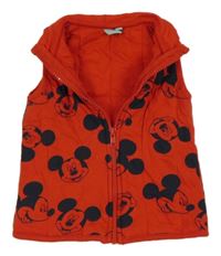 Červená tepláková zateplená vesta s Mickeym Disney
