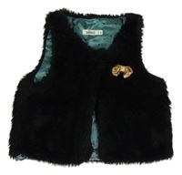 Čierna kožušinová podšitá vesta s mašlou