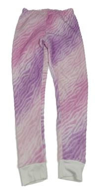 Ružovo-fialové vzorované plyšové domáceé nohavice Dunnes Stores