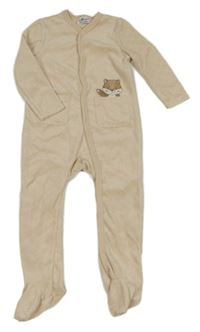 Béžový zamatový vzorovaný overal s veverkou