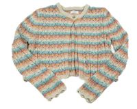 Zeleno-smetanovo-ružové perforované pruhované svetrové bolerko Next