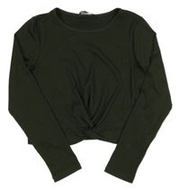 Tmavozelené žebrované crop triko Primark