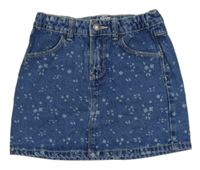 Tmavomodrá kvetovaná rifľová sukňa Kiabi