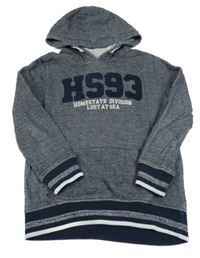 Tmavomodrá melírovaná mikina s nápismi a kapucňou C&A