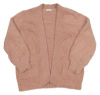Ružový chlpatý trblietavý svetrový cardigan Next