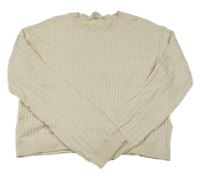 Béžový rebrovaný vzorovaný crop sveter H&M