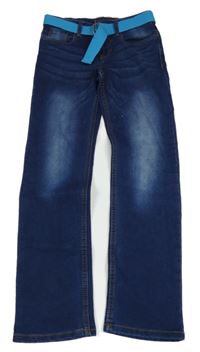 Tmavomodré teplákové rifle s páskem Y.F.K.