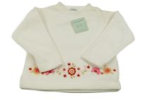 Nové - Biela fleecová mikina s kvetmi