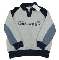 Nové - Šedo-tmavomodrá mikina s nápisem M&S