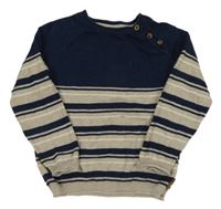 Tmavomodro-béžový pruhovaný sveter Next