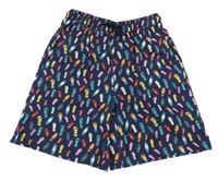 Tmavomodro-barevné plážové kraťasy s botami 