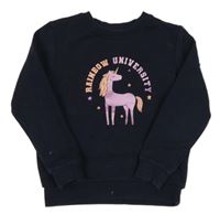 Tmavomodrá mikina s jednorožcem Kiabi 