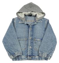 Modro-šedá riflová bunda s teplákovou kapucí H&M
