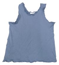 Šedomodrý žebrovaný crop top Mango