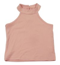 Svetloružový rebrovaný crop top