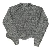 Čierno-biely melírovaný crop sveter Matalan