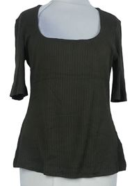 Dámské hnědé žebrované triko H&M