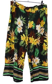 Dámske čierne kvetované culottes nohavice George