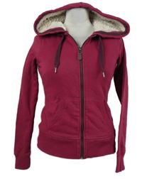 Dámská purpurová zateplená propínací mikina s kapucí H&M