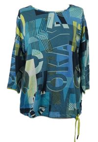 Dámské modro-zelené vzorované triko s nápisy Cecil 