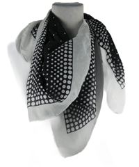 Dámský černo-bílý puntíkovaný šátek 