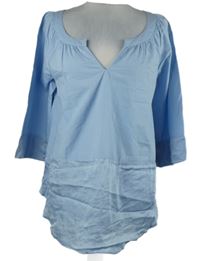 Dámska svetlomodrá blúzková á tunika s véčkovým výstřihem