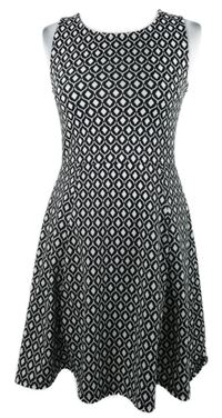 Dámske čierno-biele vzorované šaty s průstřihem na zádech H&M