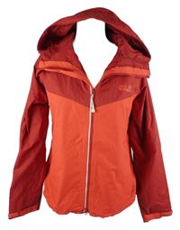 Dámská červeno-tmavočervená šusťáková outdoorová bunda s kapucí Jack Wolfskin 