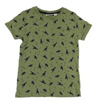 Khaki tričko s dinosaury kids